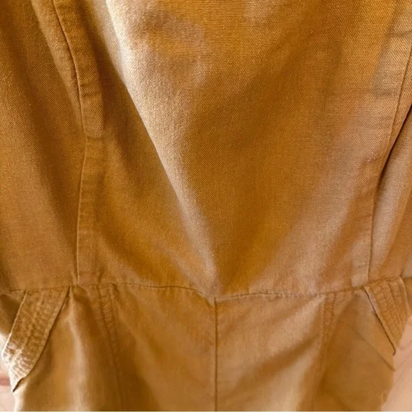 Old Navy M Mustard Jumper Wide Strap Deep Pockets Boho Utility Back Smocking - Picture 5 of 16